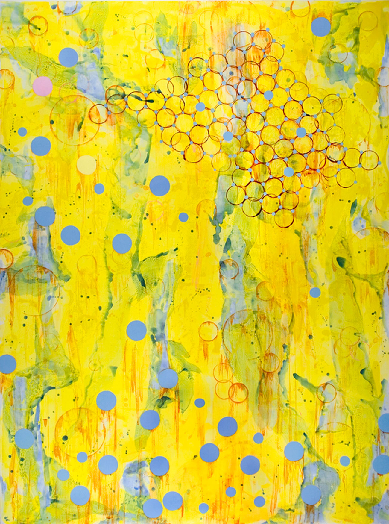   Looking Through the Yellow Sea of Blue Moons , 2004, acrylic on canvas, 80 x 60 inches  