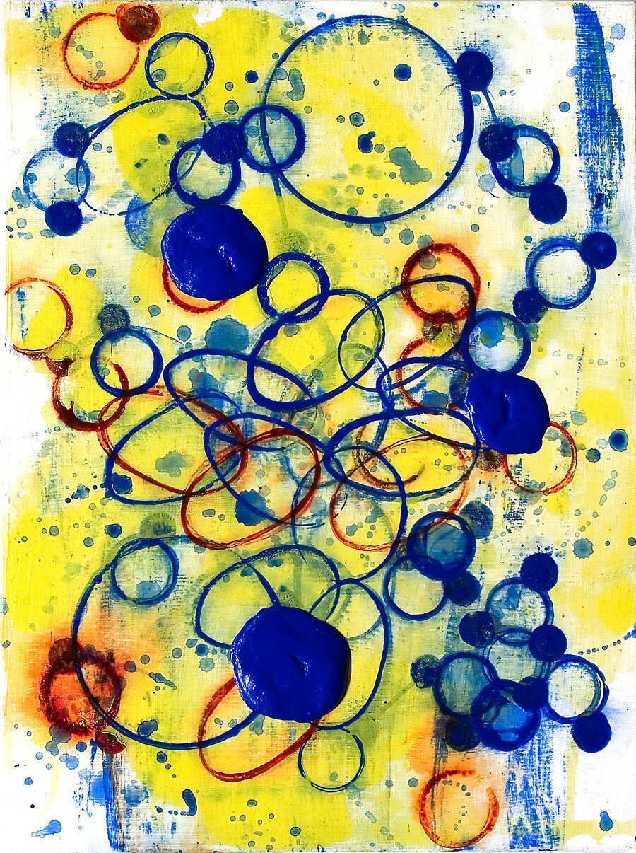   Atoms and Galaxies , 2007, acrylic on canvas, 12 x 9 inches 
