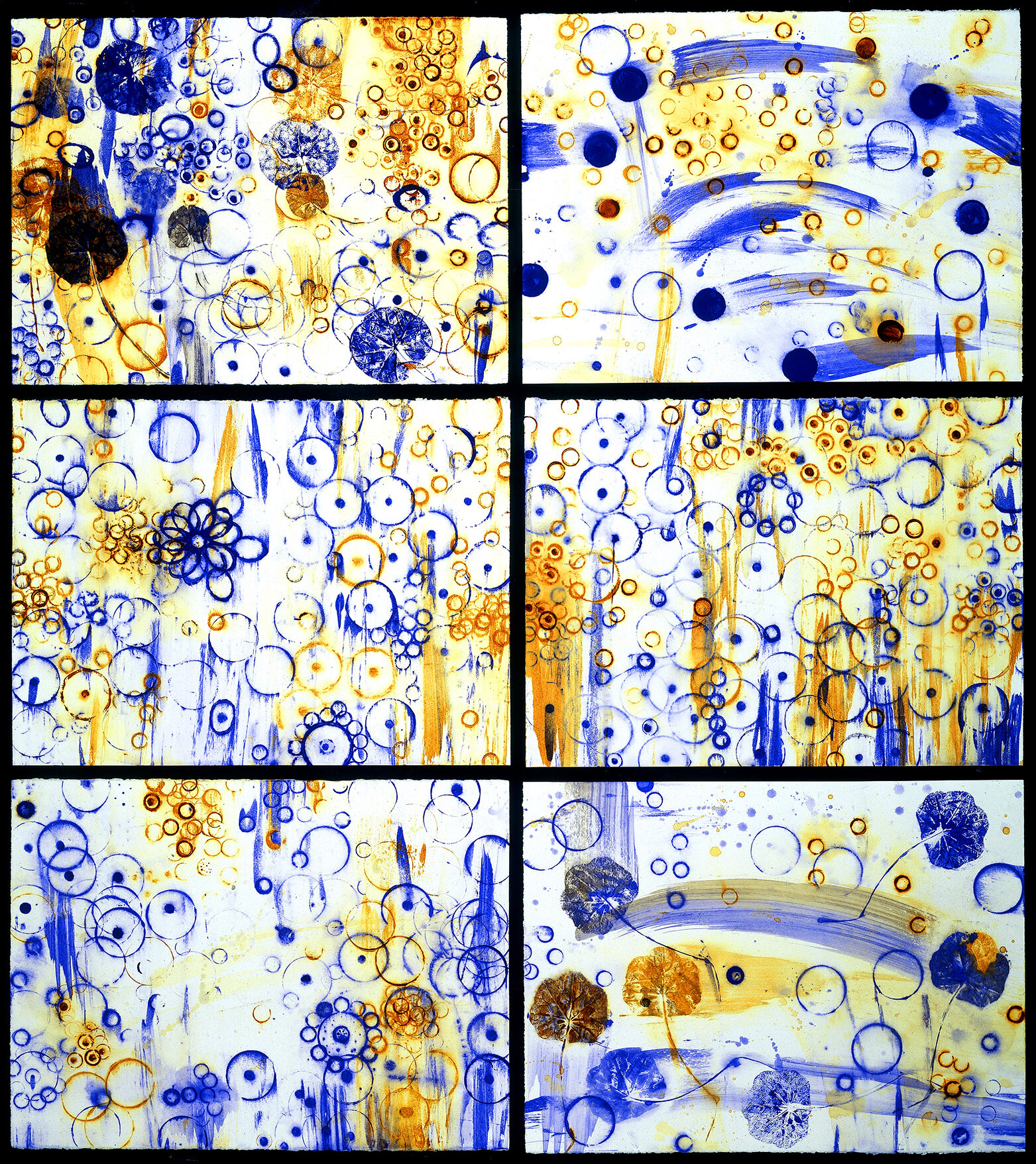   Blue Constellation Series I-XII , 2002, detail, acrylic on paper, each panel 22 x 30 inches. 12-panel wall installation, 142 inches x 62 inches  