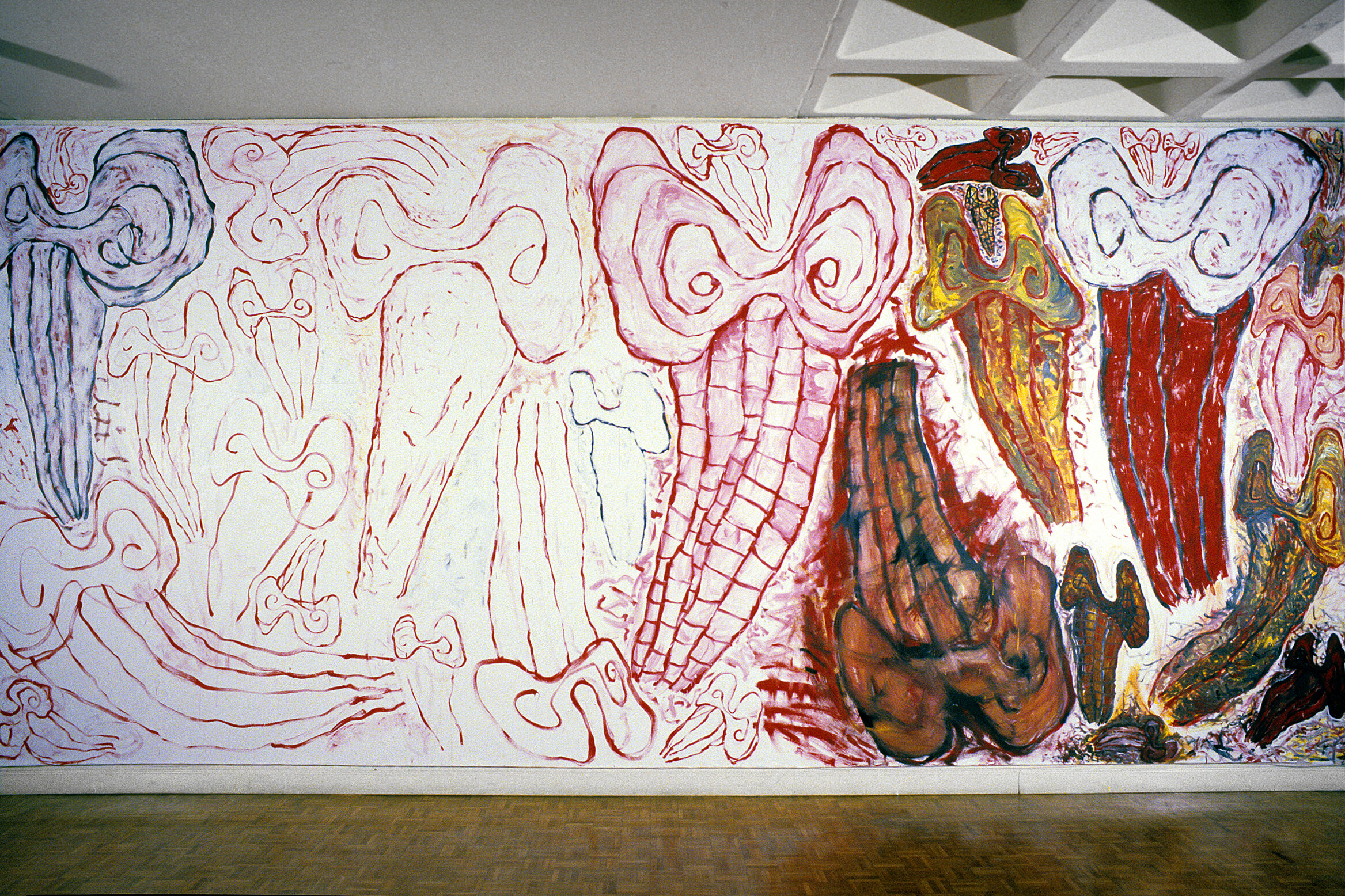   Columnic Personages II , 1984, Gray Art Gallery, East Carolina University, Greenville, NC, latex enamel on canvas, 11 x 23 feet  