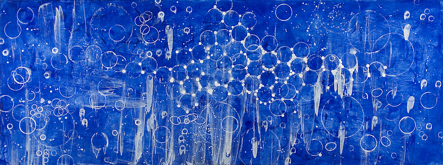   Star Map 1 , 2004, acrylic on canvas, 30 x 80 inches.  Collection American River College, Science Art Building 