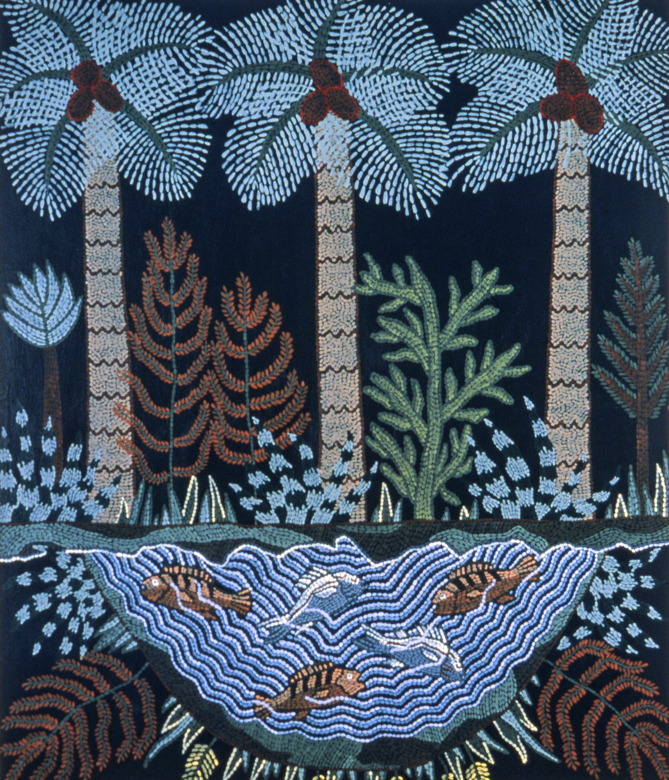   Tropical Fish Pond , 1973, acrylic on on paper, 22 x 26 inches. Solo show at Whitney Museum, collection of Marcia Tucker. 
