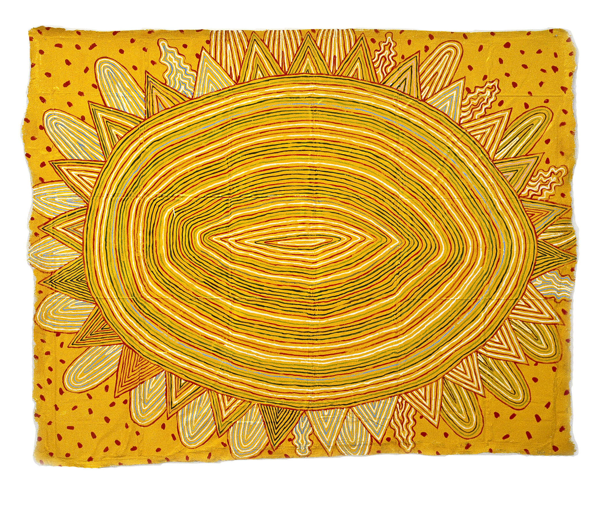   El Sol , 1982, cheesecloth, latex enamel, gesso, 68 1/2 x 88 inches 