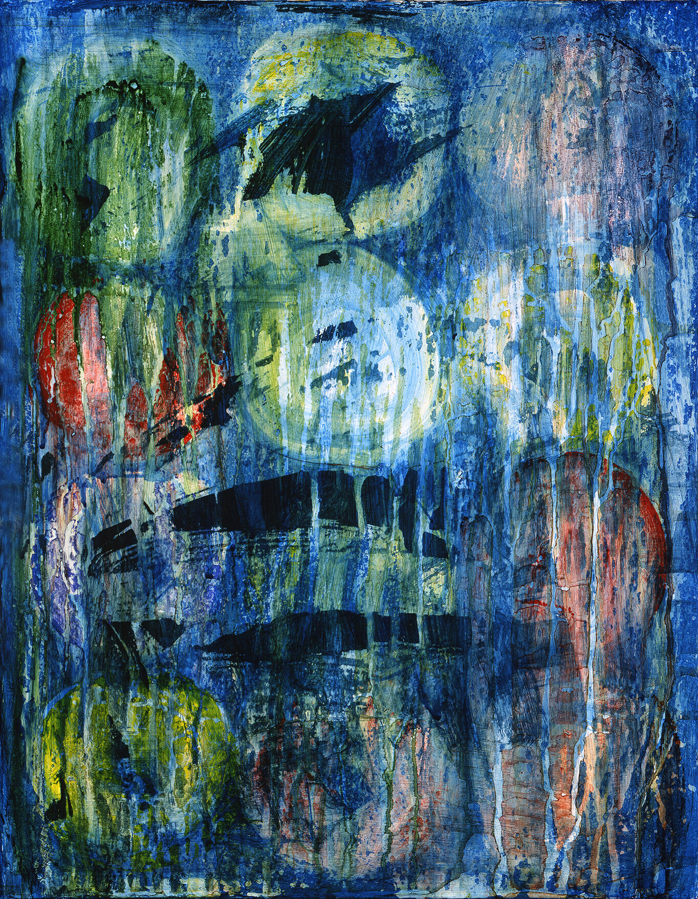   Moonstruck , 1992, acrylic, vellum, canvas, 18 x 14 inches 