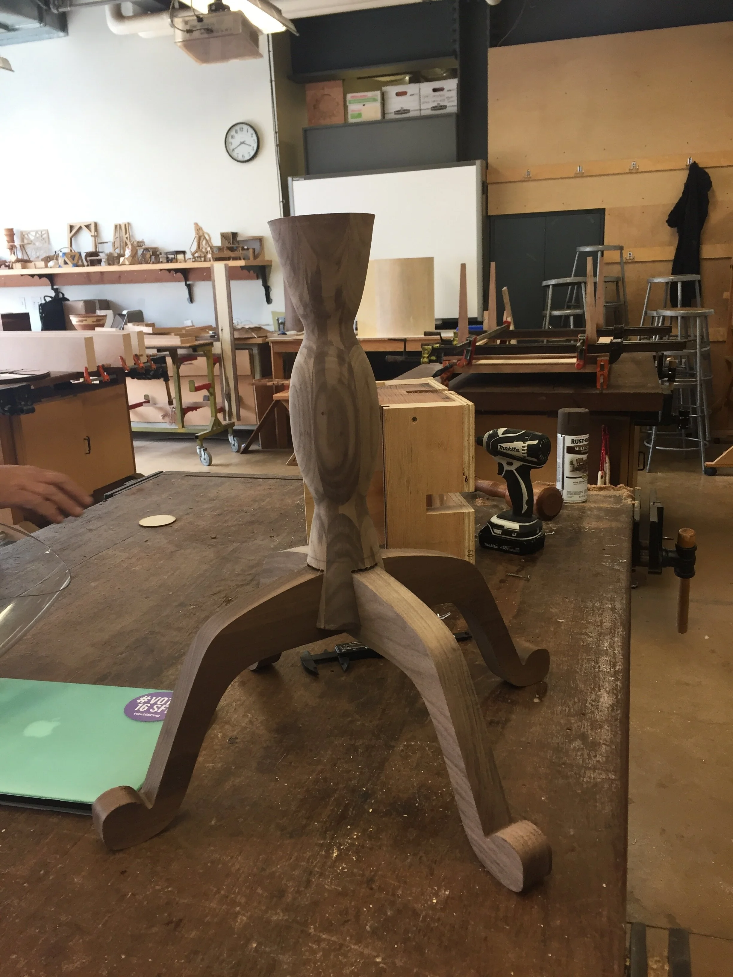 Shaft interlocked with table legs