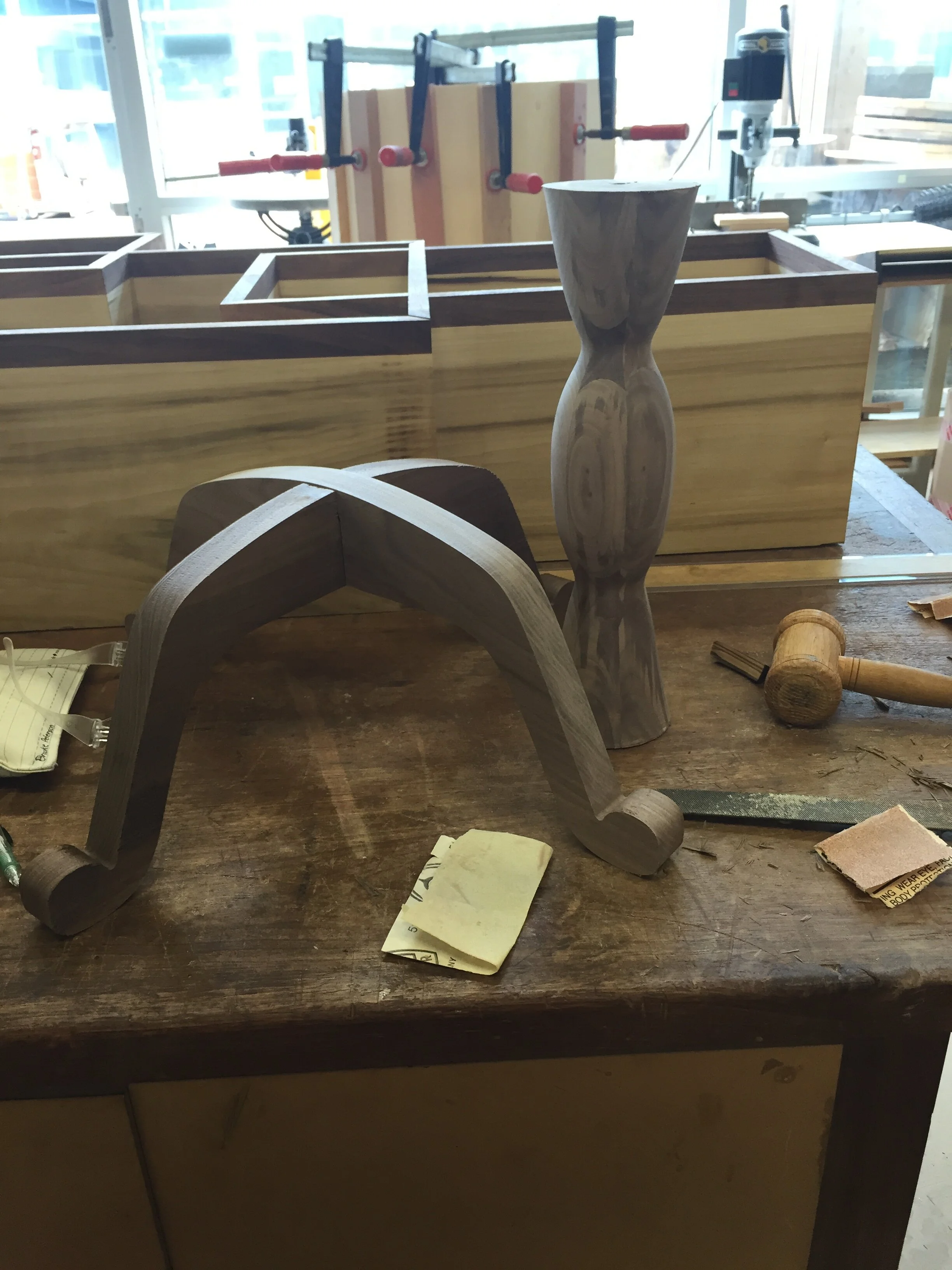 CNC routed legs with center shaft