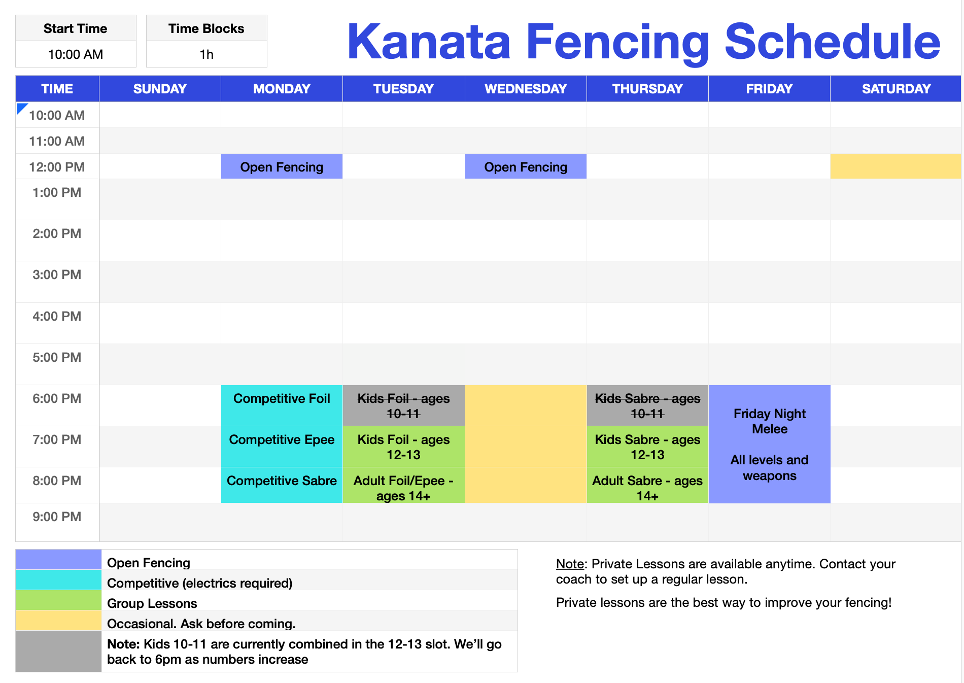 Schedule — Kanata Fencing
