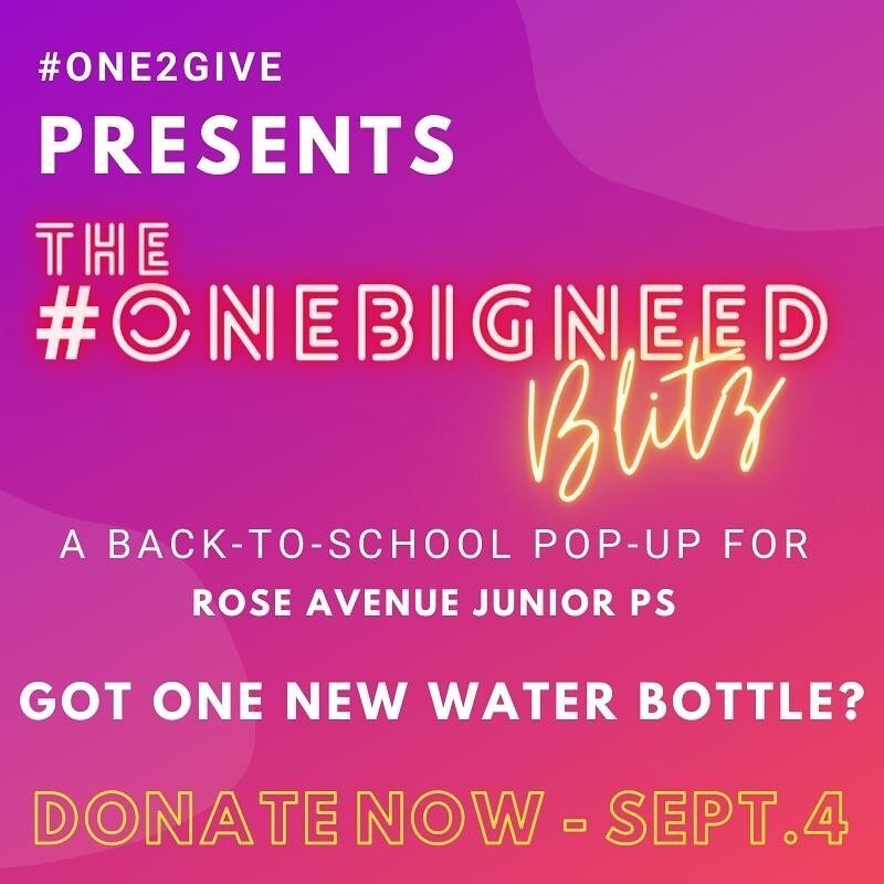 🚨We interrupt our regular programming to announce #onebigneed: a ONE WEEK #one2give blitz pop-up event in response to Rose Avenue Junior Public School's urgent call for NEW water bottles.

Do you have #one2give to Rose Avenue's #onebigneed?

Rose Av