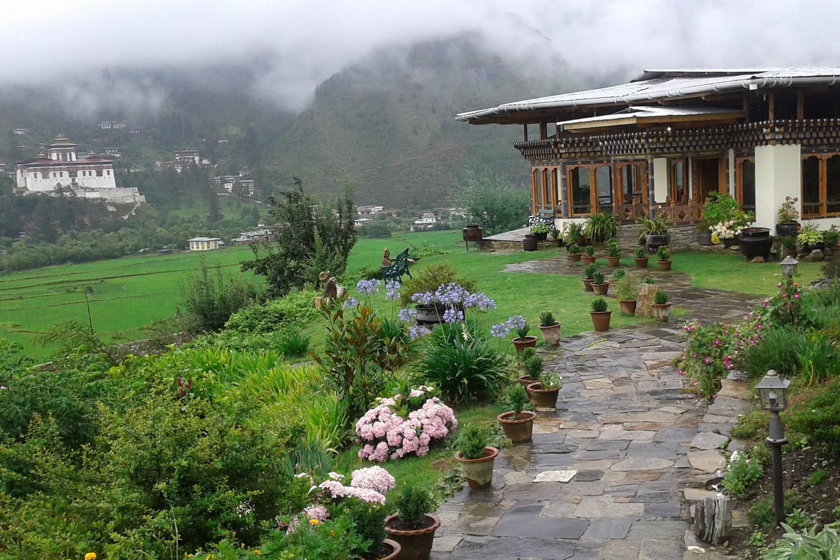 Tea Lounge with view of Dzong