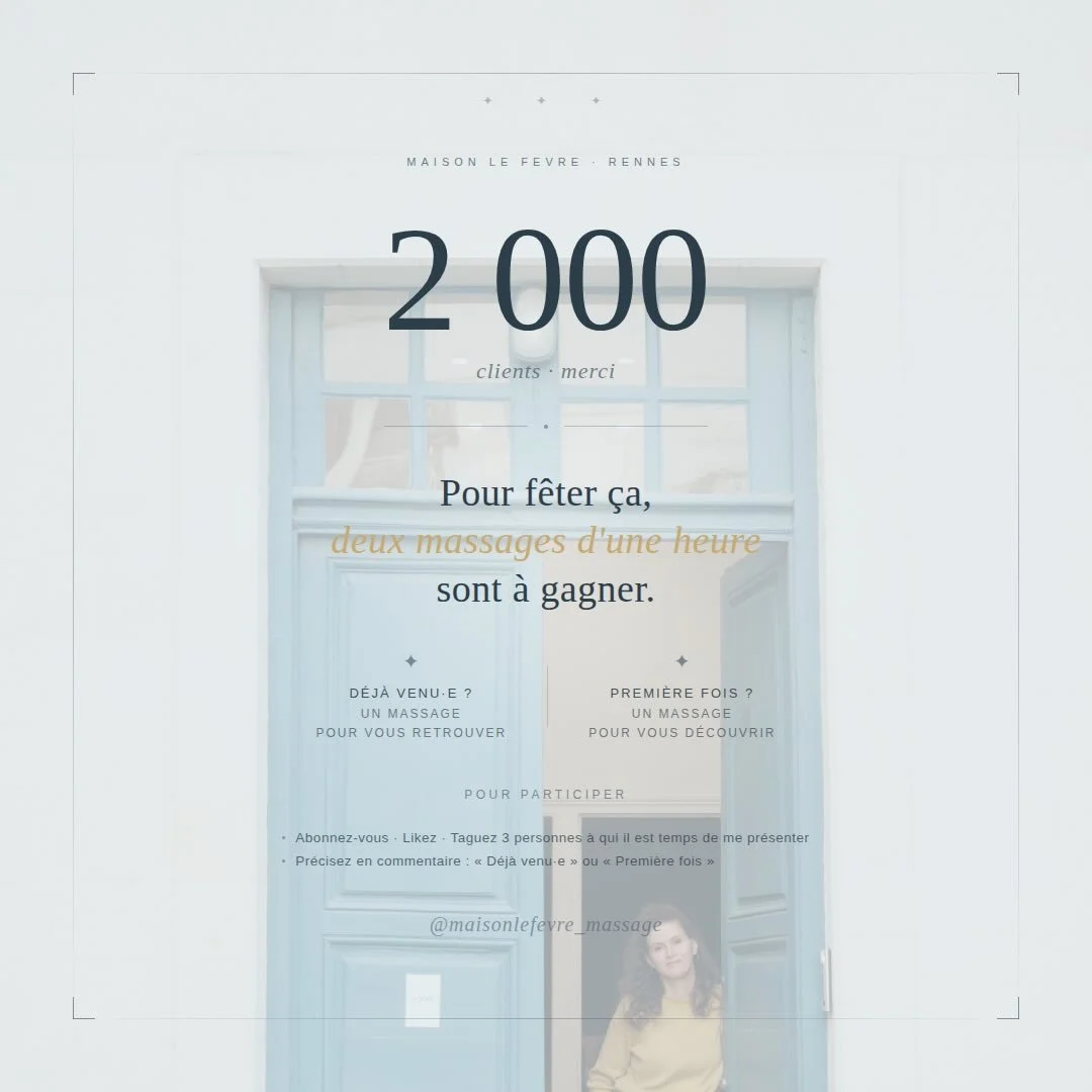 ✨ 2 000 CLIENTS. UN SEUL MERCI NE SUFFIT PAS.

Deux mille personnes qui sont venues ou qui ont offert un moment d&rsquo;excellence &agrave; quelqu&rsquo;un qu&rsquo;elles aiment &mdash; ce chiffre m&rsquo;a travers&eacute;e le c&oelig;ur d&rsquo;une 