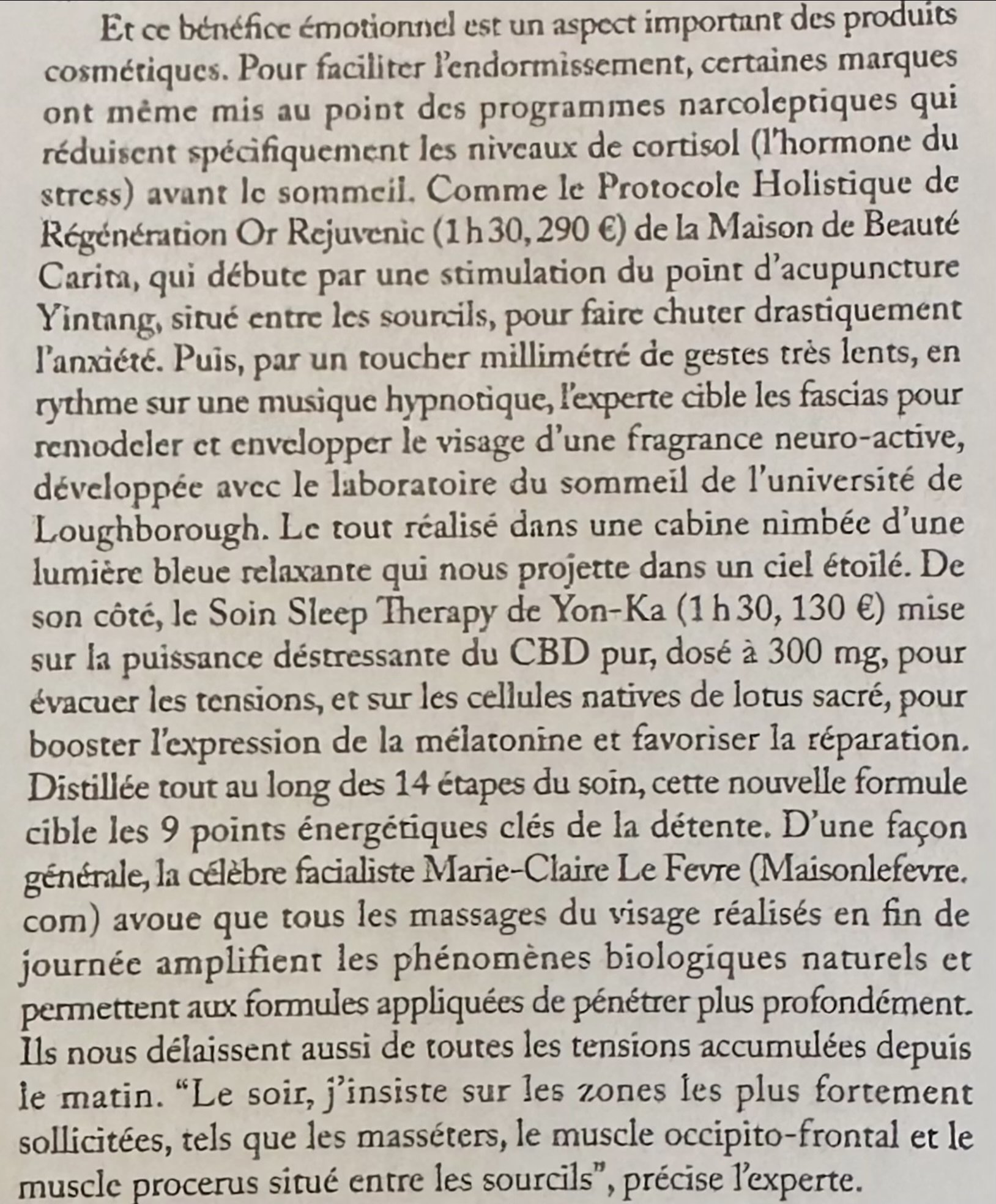 Article Vogue mentionnant Marie-Claire Le Fevre, facialiste et fondatrice de Maison Le Fevre à Rennes