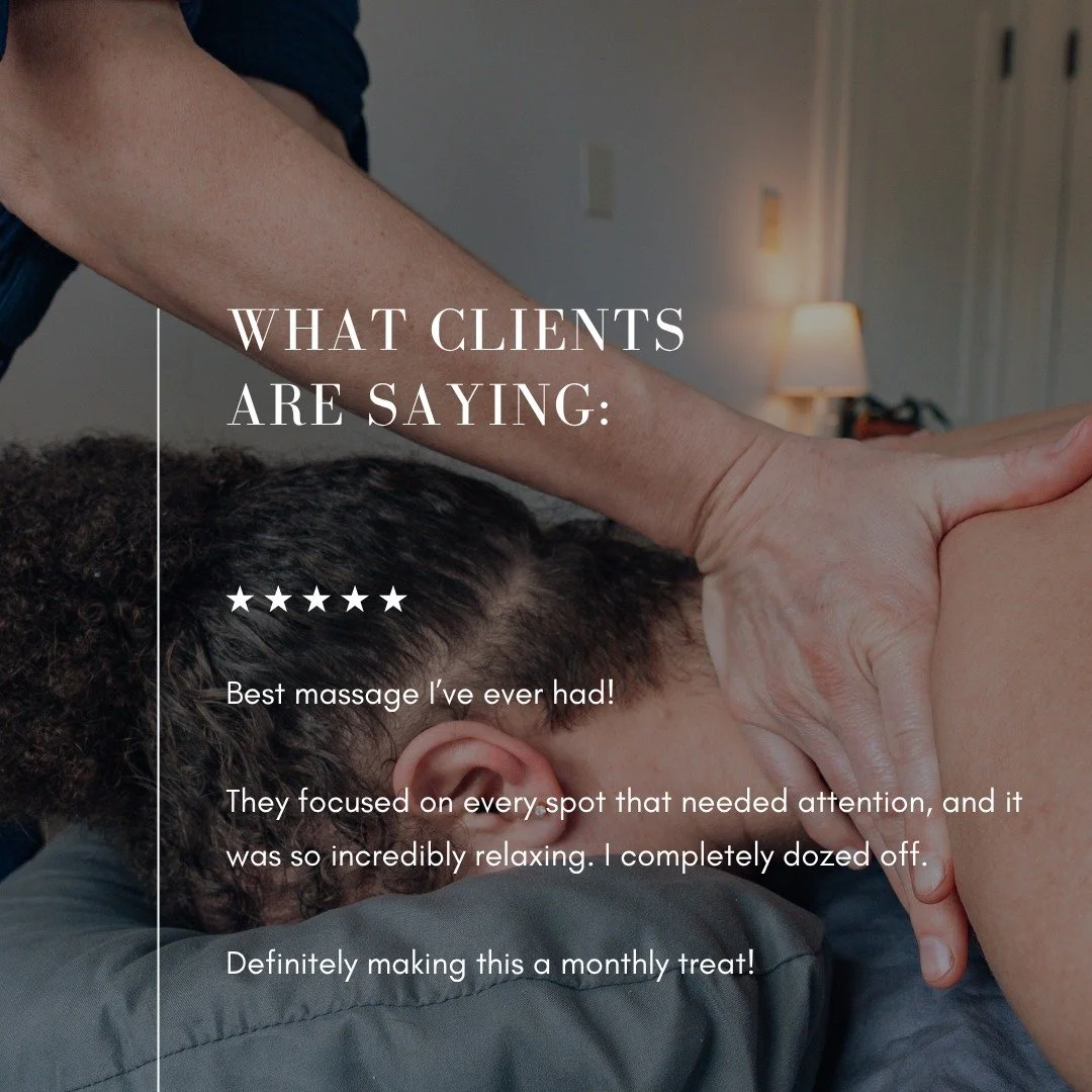 It fills us right up to read reviews on our Google page, and this morning we received the kindest review from a new client:

"Best massage I&rsquo;ve ever had! 

They focused on every spot that needed attention, and it was so incredibly relaxing