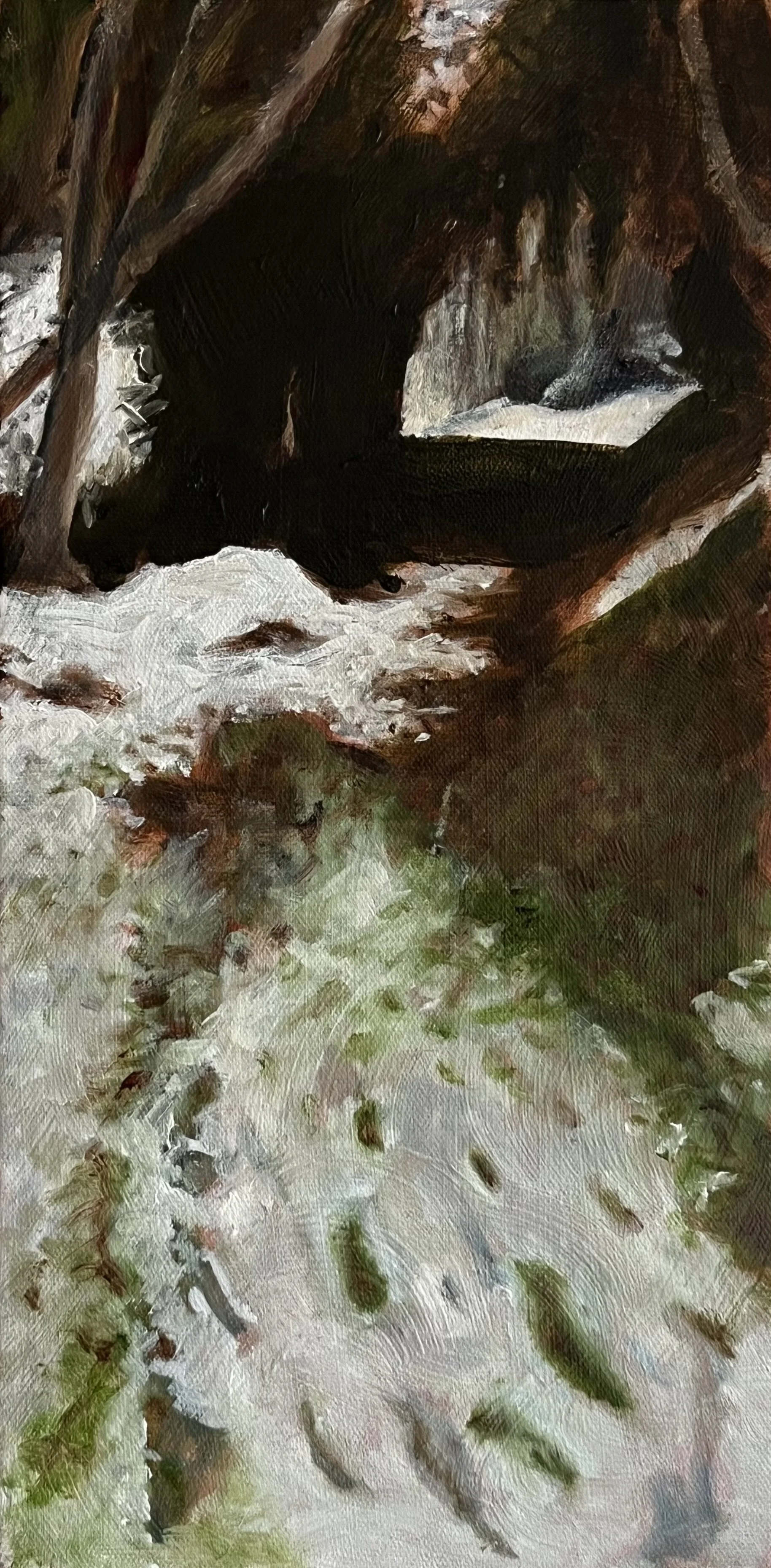 Melting Snow, oil on cotton / 40x20cm. 2025