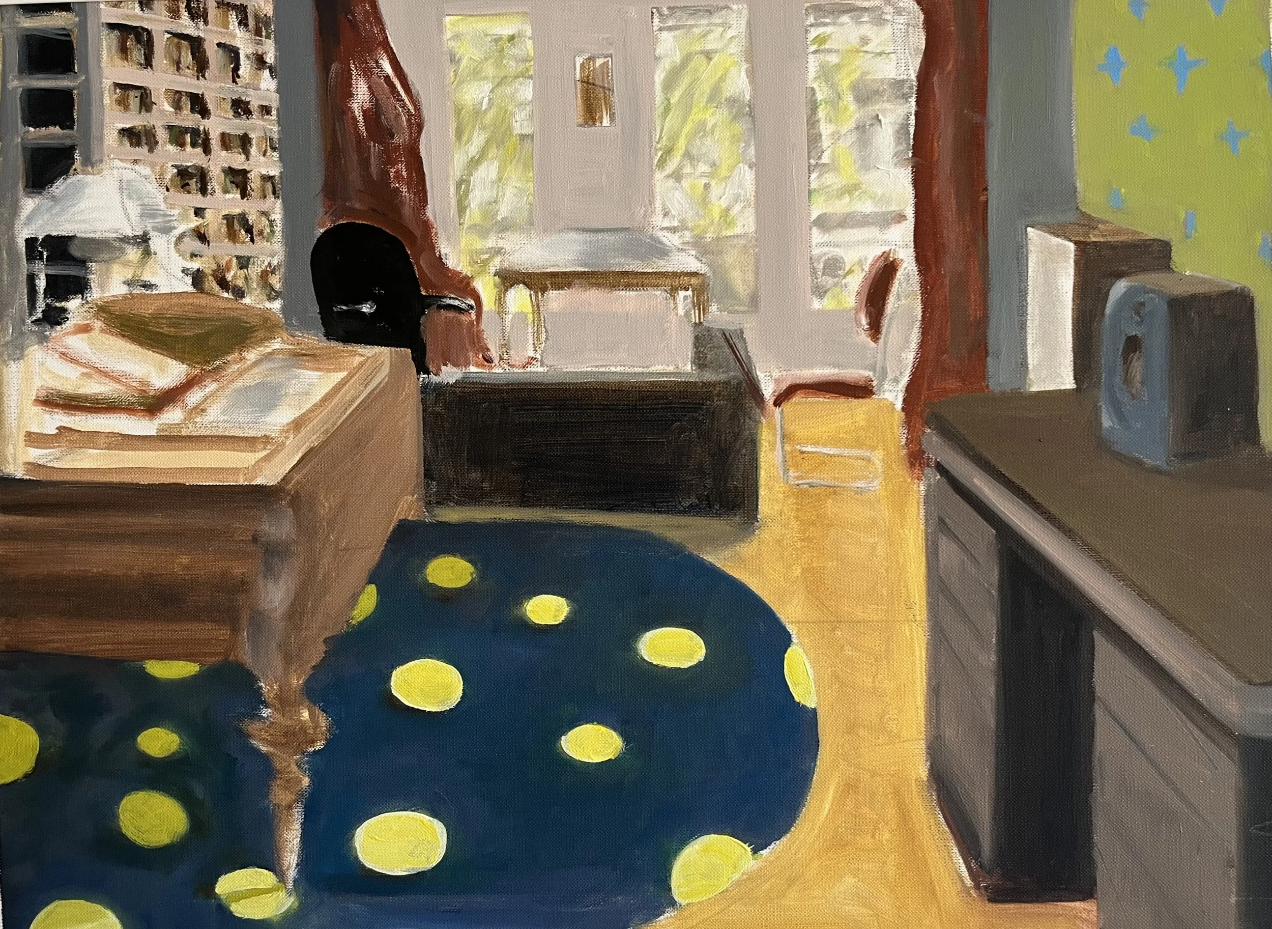 Interior south-facing/ oi on paper, 34-45 cm