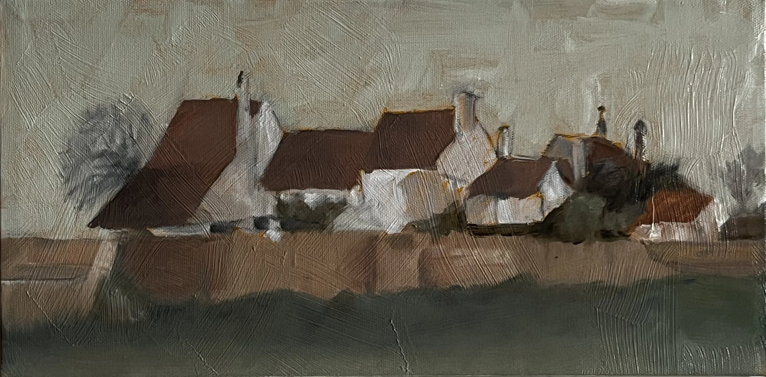 Hameau, oil on cotton / 20x40cm 