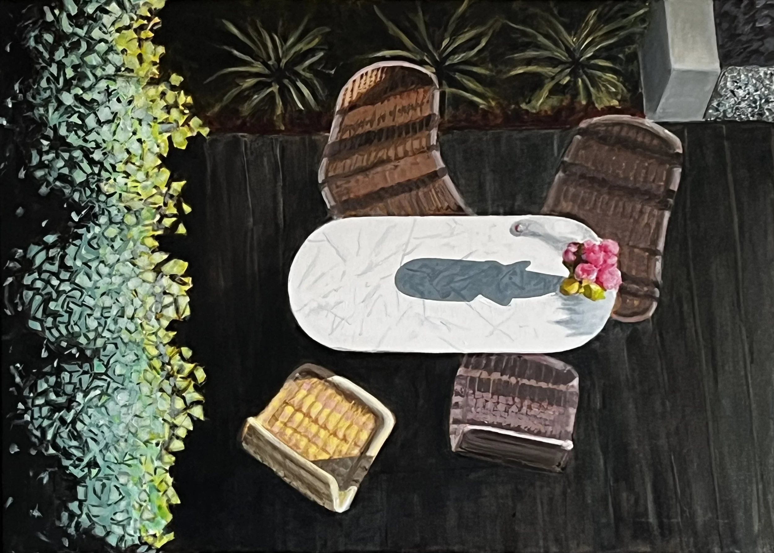 From above, 2025 / acrylcc, oil on cotton / 50x70cm