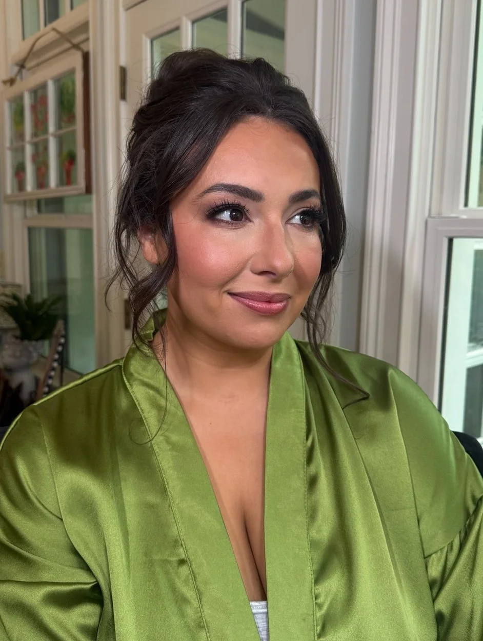 soft glam wedding makeup on medium to dark skin tone