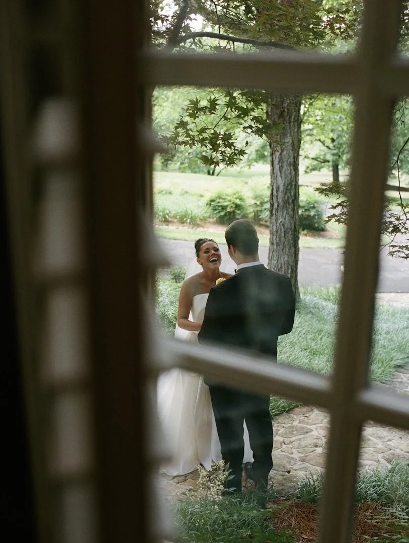 bride and groom private first look
