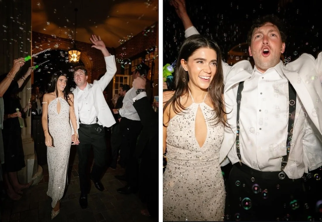 bride switches her hairstyle and wedding dress for the reception