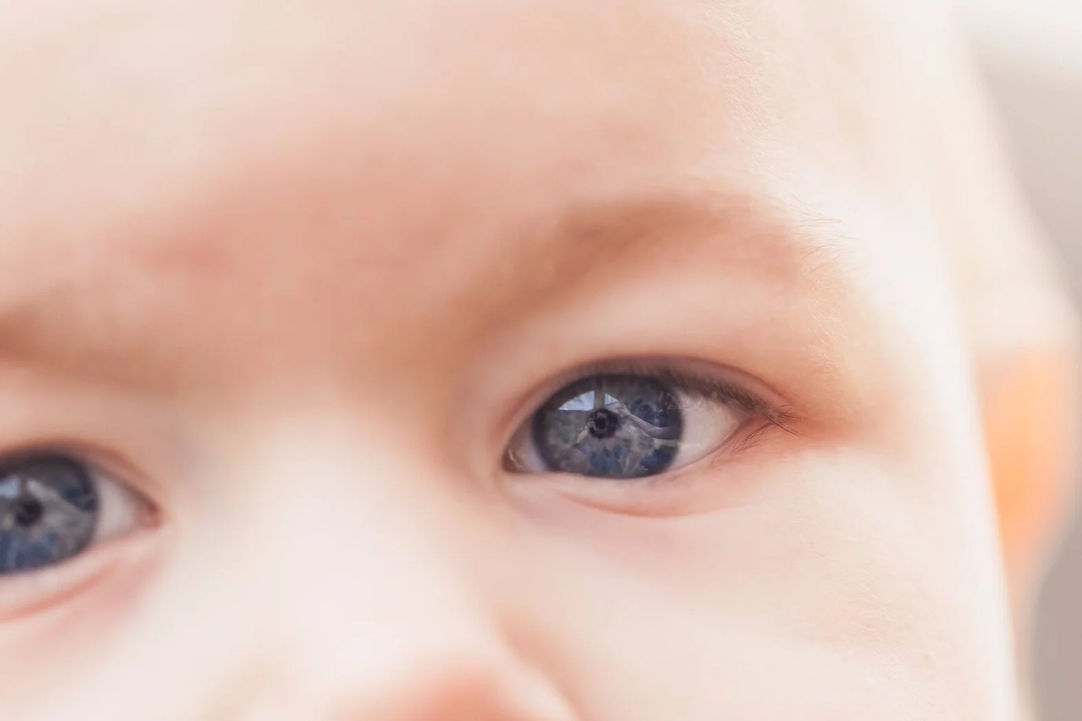 closeup of a baby's blue eyes