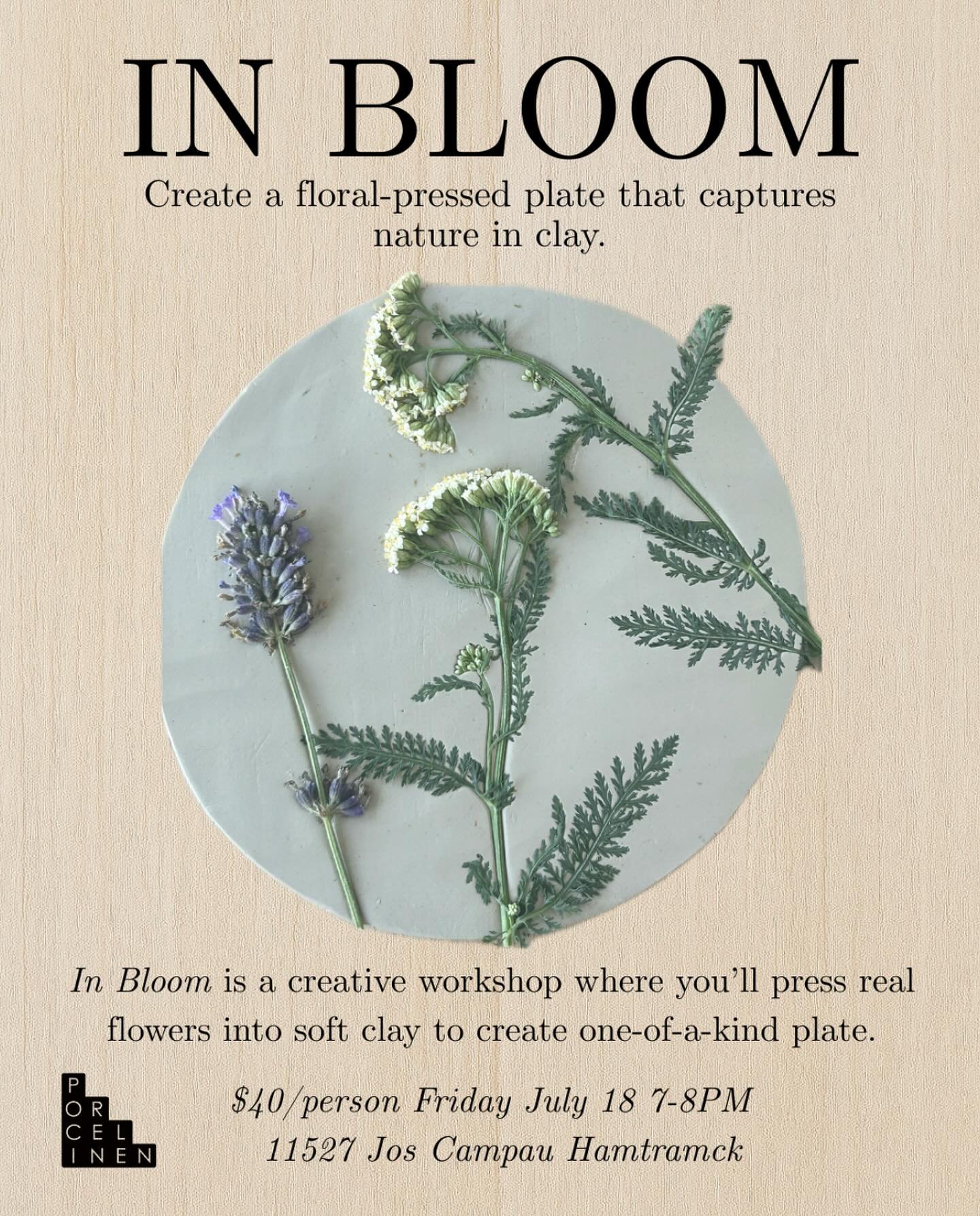 My summer programming is here and this mini workshop is going to be the sweetest 🌸 Sign up porcelinen.com #hamtramckevents #detroitart #artclass
