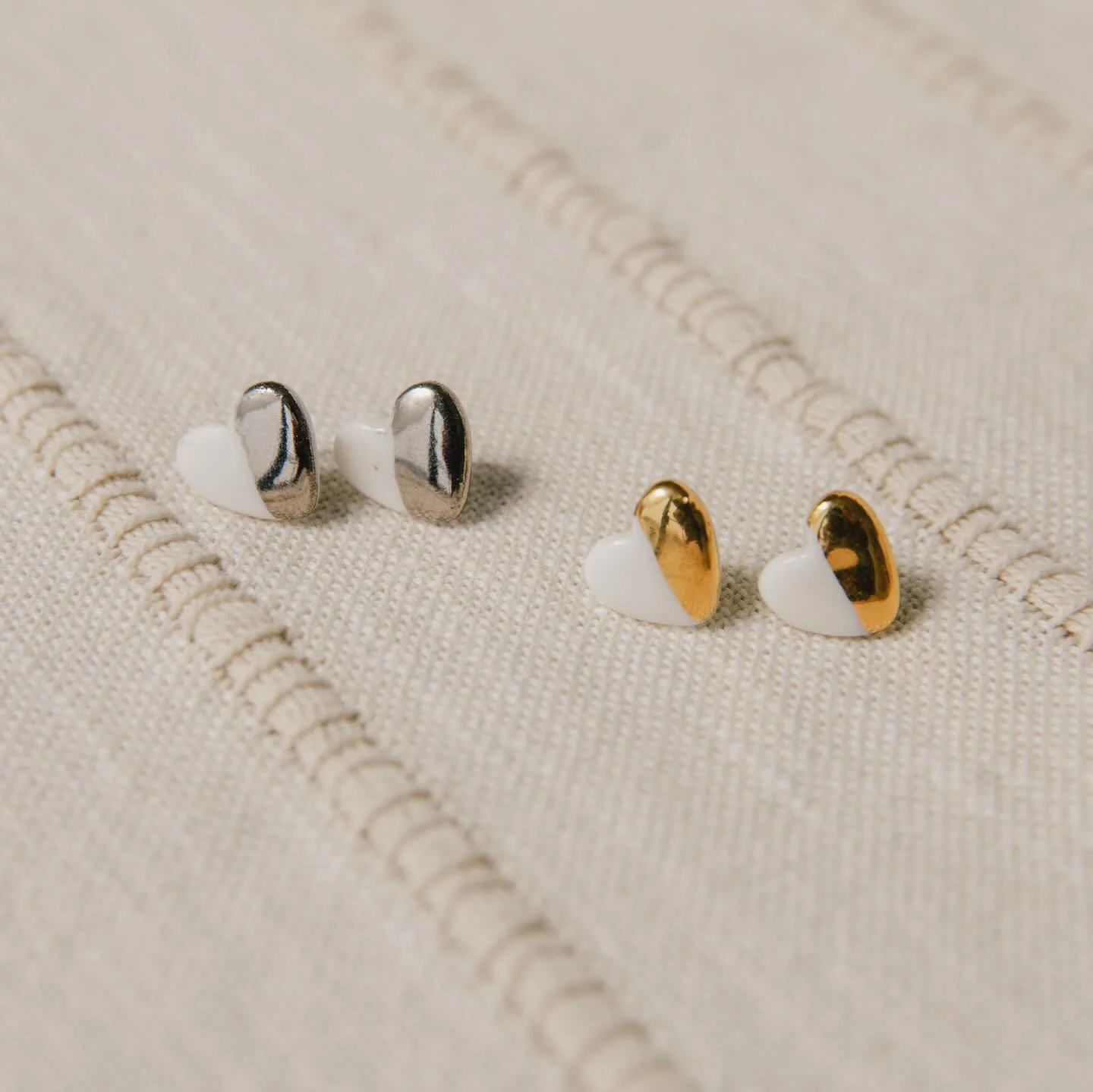 I added some of my precious porcelain and gold earrings to the web shop. They&rsquo;re so dainty and sweet 💙 photo: @colorvisionsss model: @awiercioch