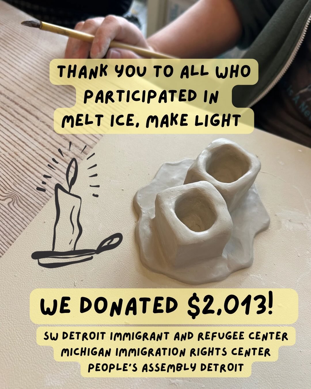 Thank you to everyone who came, donated, and showed up. You guys rule- ICE DROOLs. And a huge thank you to my volunteers-my sweet studio members and cool ceramics pals who helped keep the event running smooth. I&rsquo;m in awe of how much we raised t
