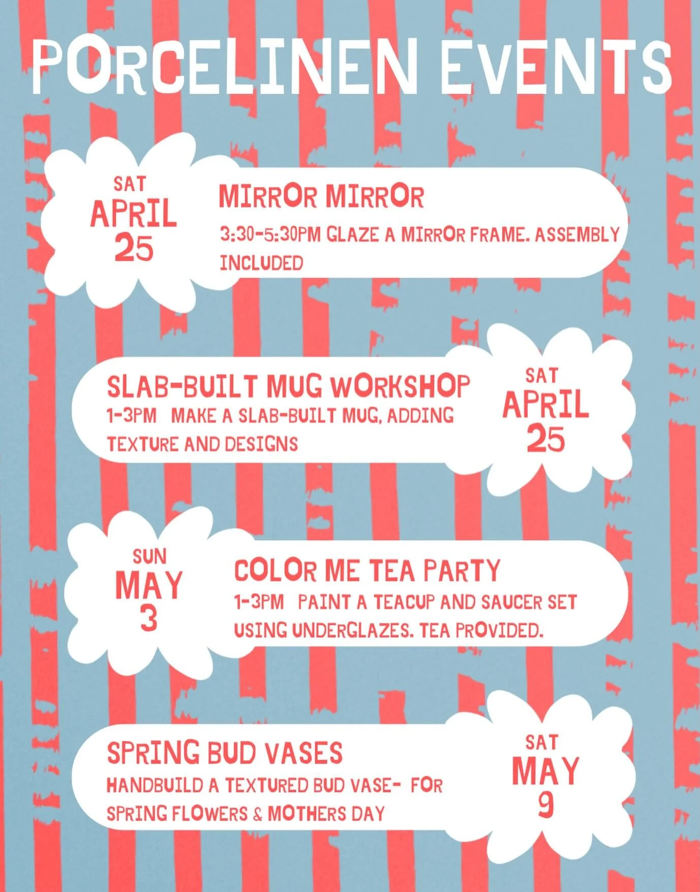 Spring is here and creativity is the air! 🌷Added a second session for the sold out bud vase workshop and brought back some popular classes per requests. You are keeping me busy and I&rsquo;m here for it! #hamtramck #ceramicsteacher #communityart