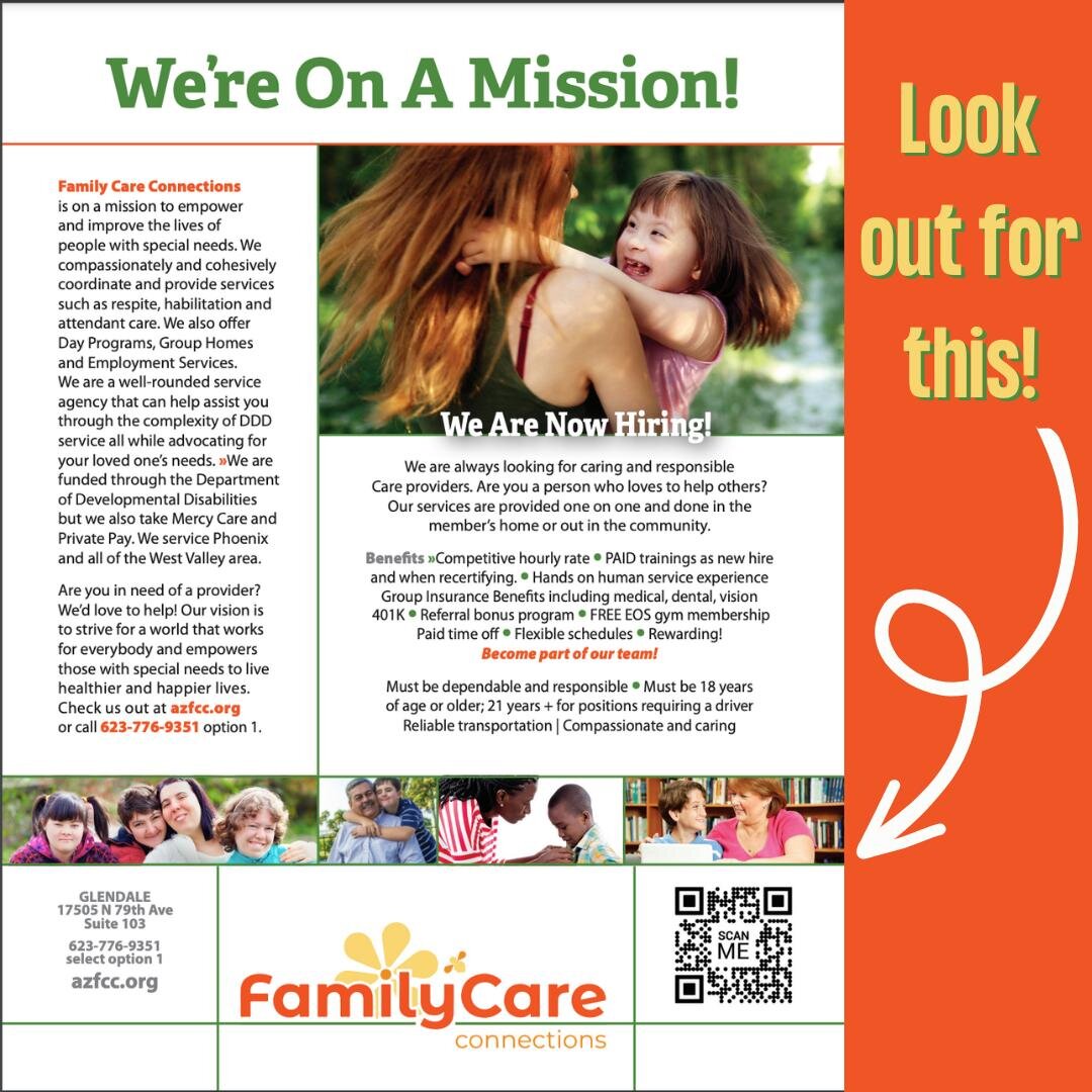 Look out for Family Care Connections ad in June 2023 Arizona Parenting Magazine! We're so excited to bring our mission to more amazing families!

#arizonahomecare #arizonaspecialneeds #specialneedsprovider #azhomecare #azprovidercare #azdirectcarepro