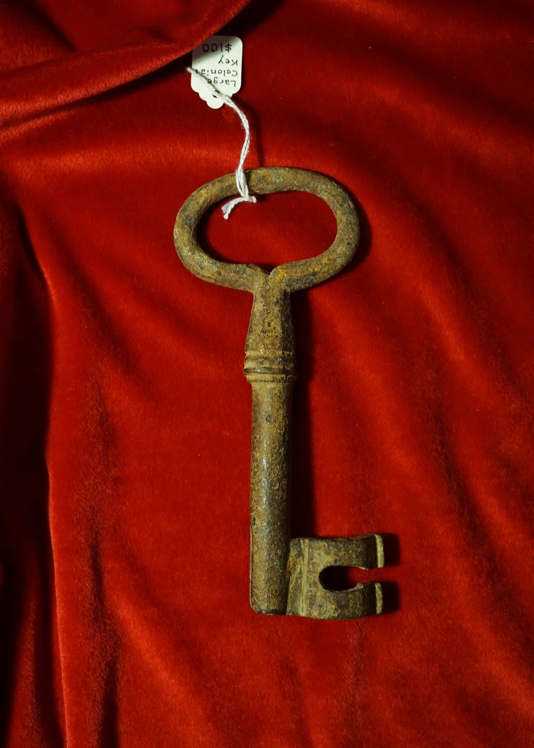 Large Colonial Iron Key with Rust — Old West Collector