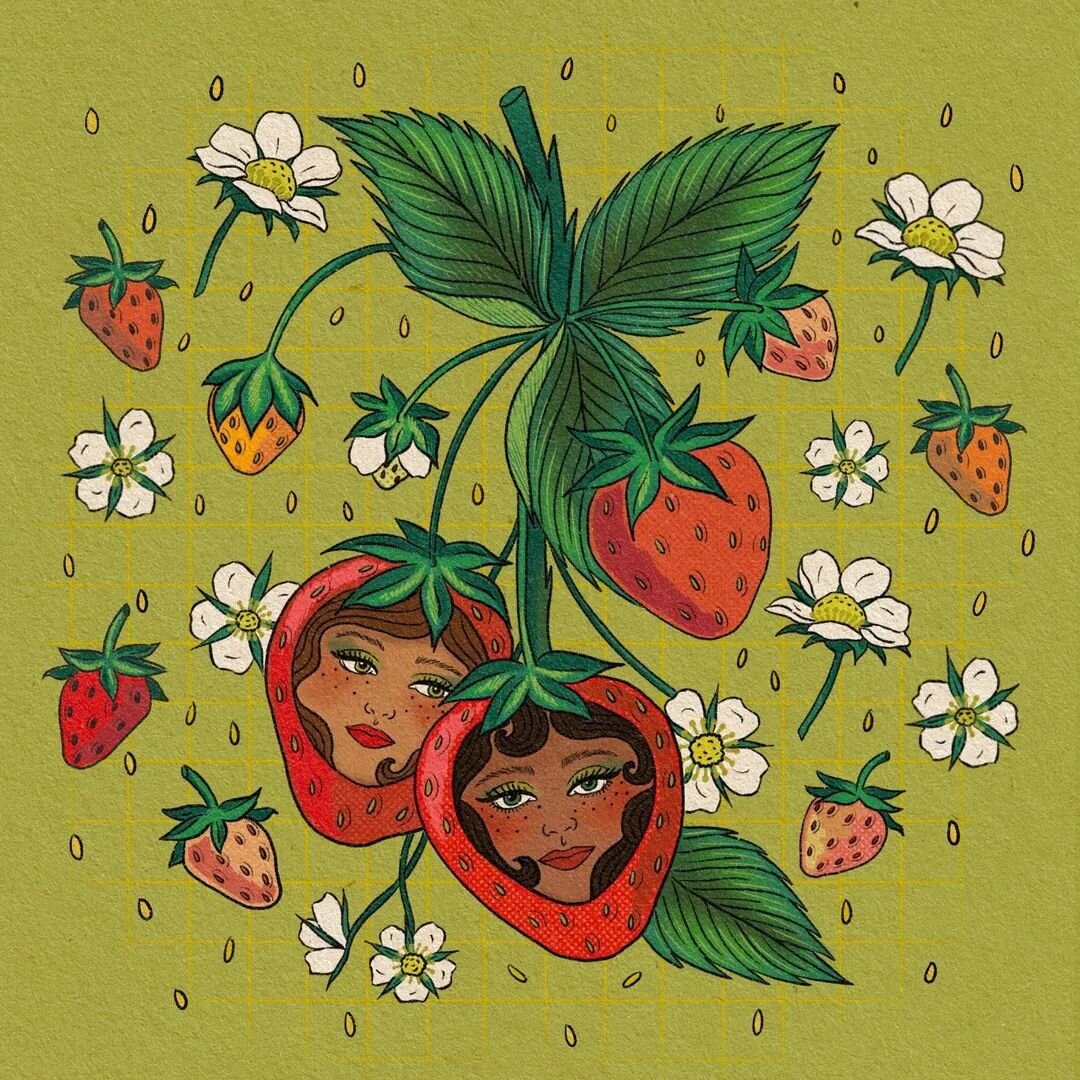 I had previously shared these ladies but sharing them again because I love them and I added a few extra Strawberries to the square version. another one part of the Garden Party series and also available online + at this weekends pop up 🤗

sharing my