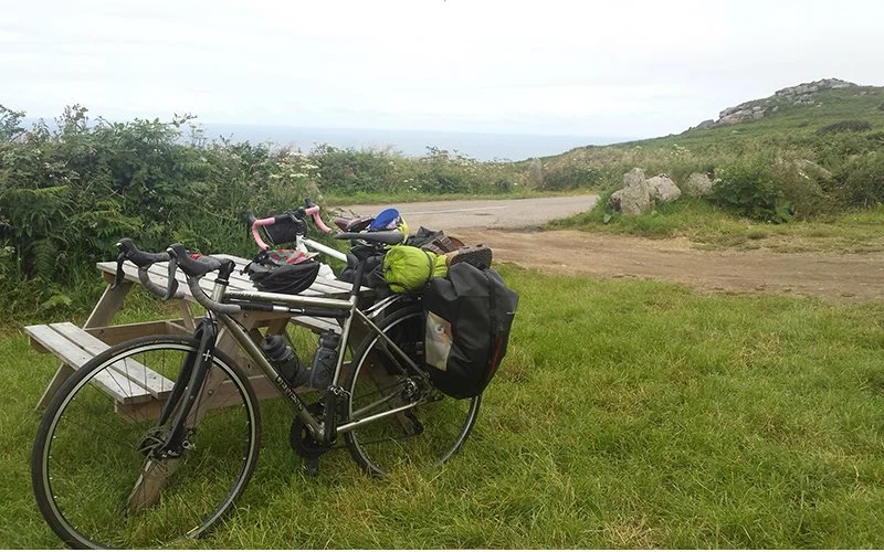 Bike and caps cycle touring in west Cornwall