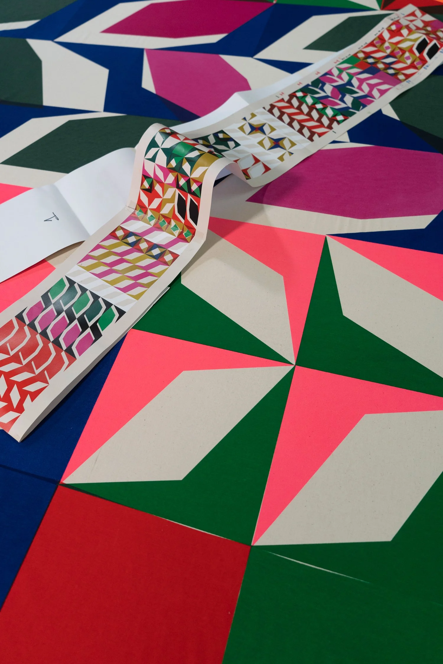 Working in the studio. Hand-printing process.