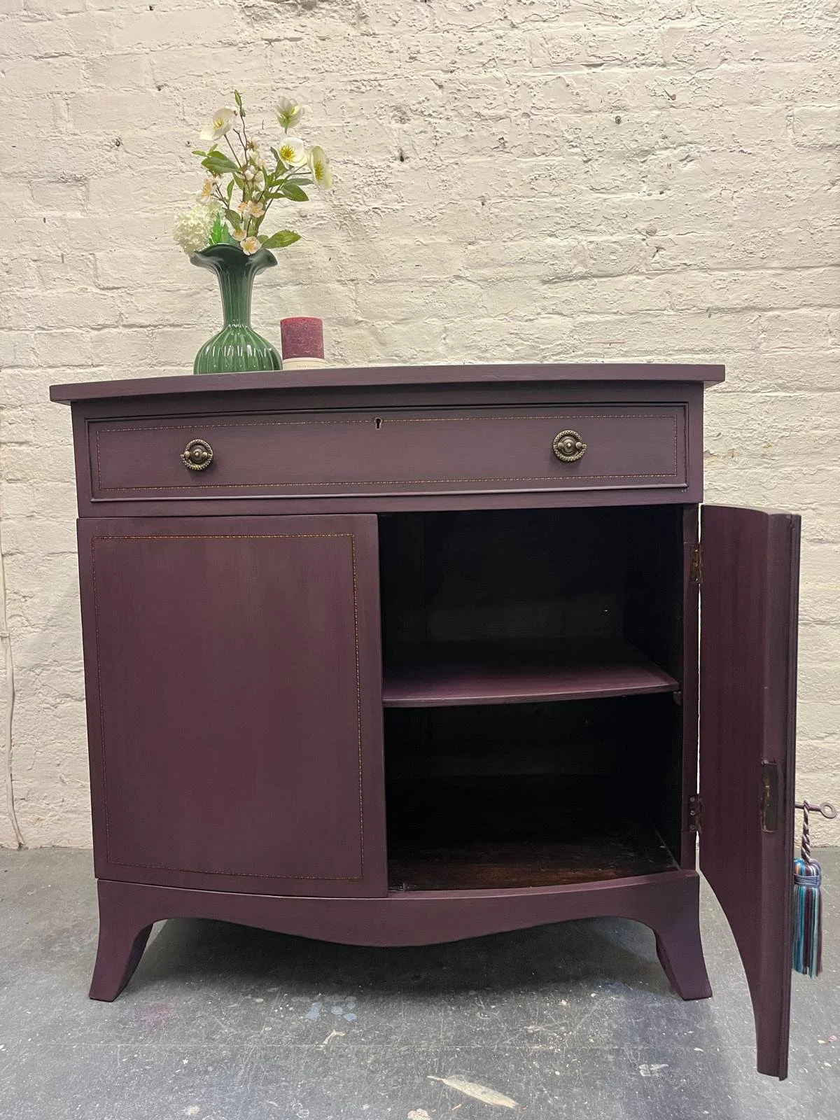 Tyrian Plum Bow fronted cabinet (3).jpg
