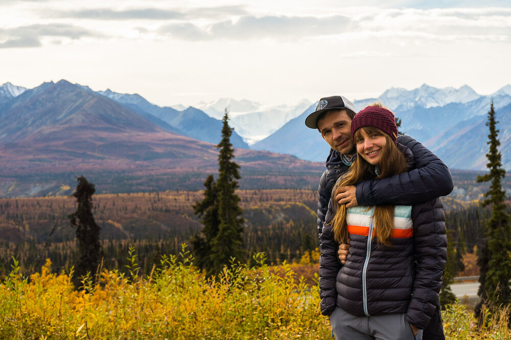 Damian and Elizabeth with the Chugach Mountains