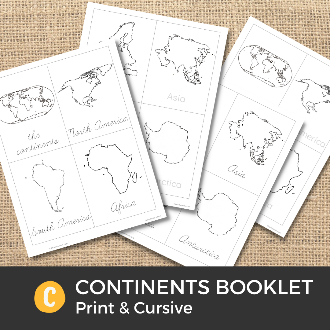 Continents Booklet — Charlotte Peck | Montessori Virtual Office