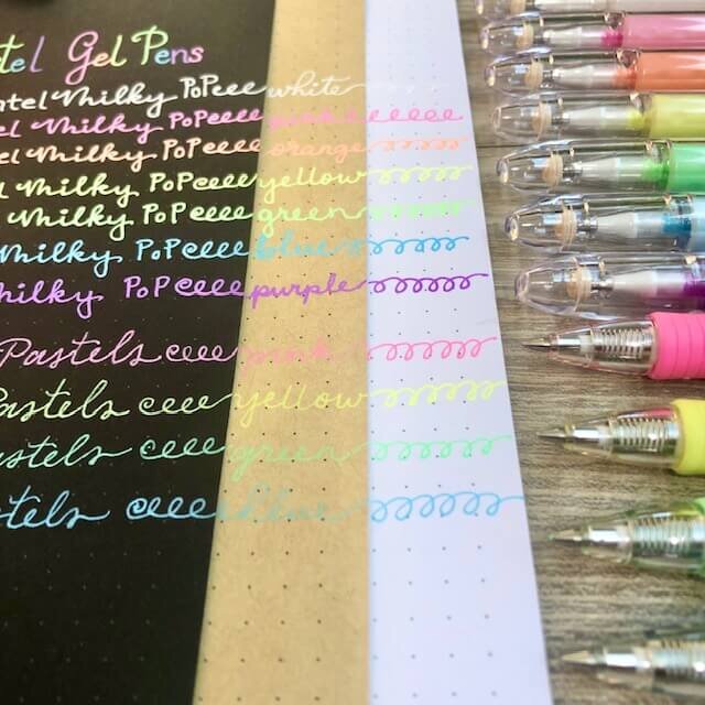 Pastel gel pen comparison