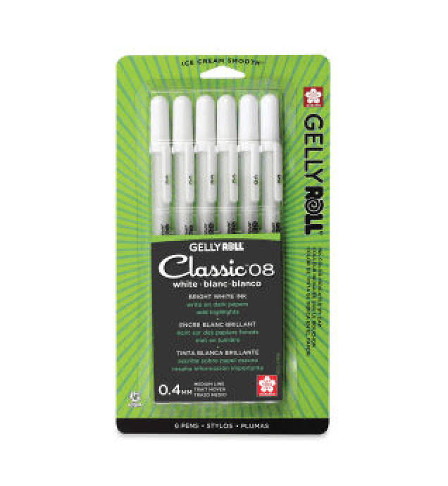 Brusarth White Gel Pen Set - 0.8 mm Extra Fine Point Pens Gel Ink Pens for  Black Paper Drawing, Sketching, Illustration, Card Making, Bullet