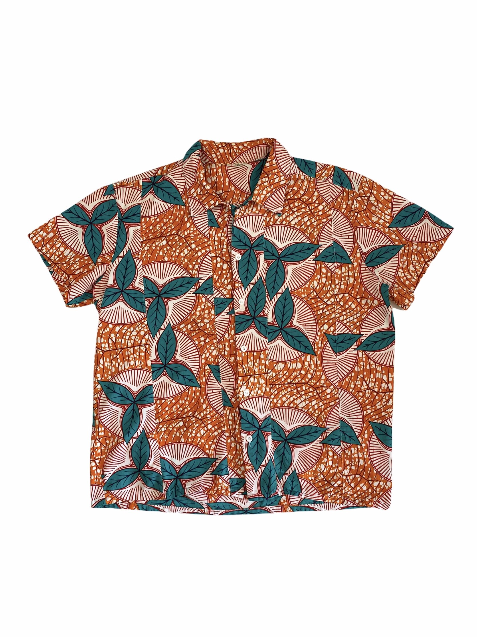 Tropical Vintage Leaf Printed Shirt (XL)