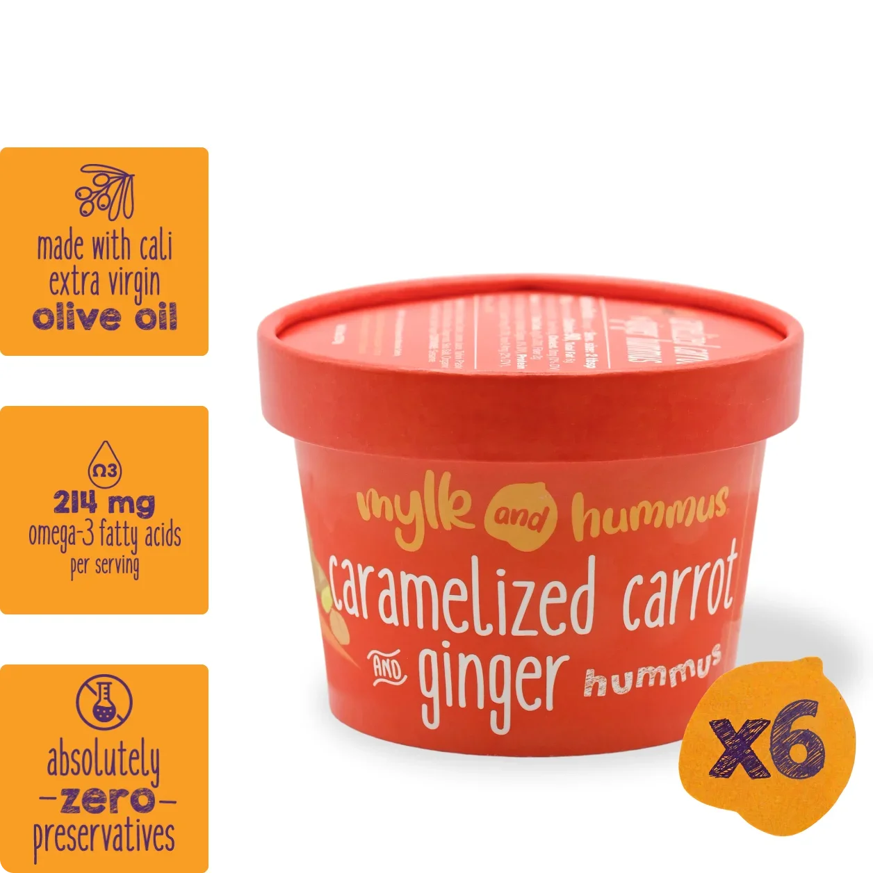 Caramelized Carrot and Ginger Hummus (6-pack)
