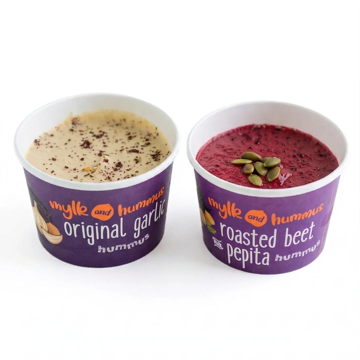 Original Garlic Hummus + Roasted Beet and Pepita Hummus 2