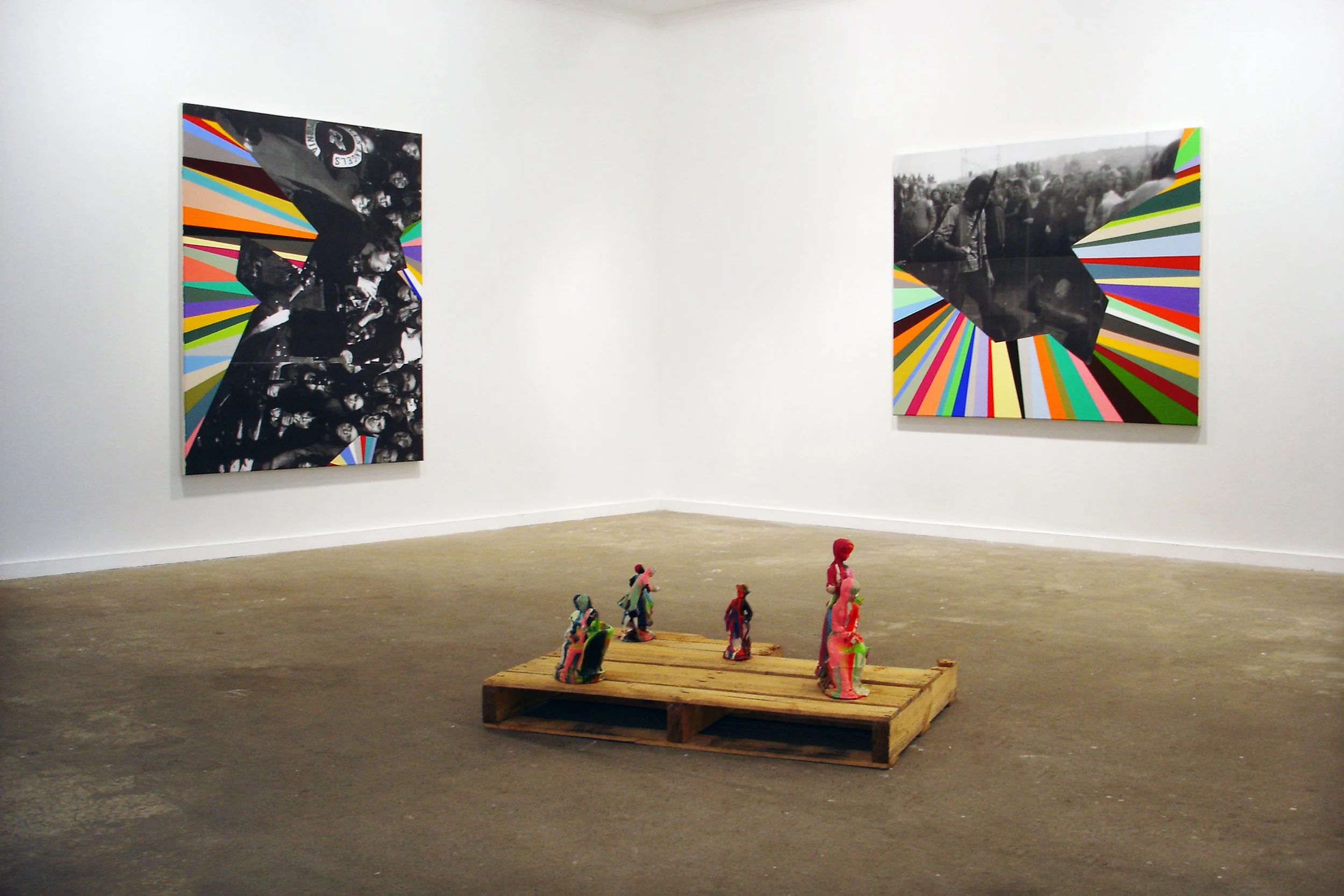 Position Point 2012, two paintings, porcelain objects, installation