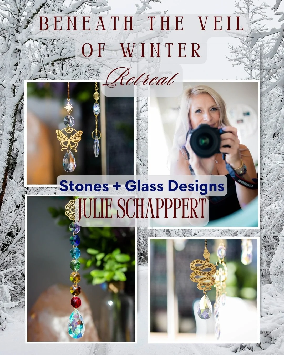 Throughout the weekend, we are honoured to welcome Julie Schapppert of Stones + Glass Designs who will be capturing the essence, emotion, and quiet transformation of our time together through her lens. Julie photographs with deep presence and respect