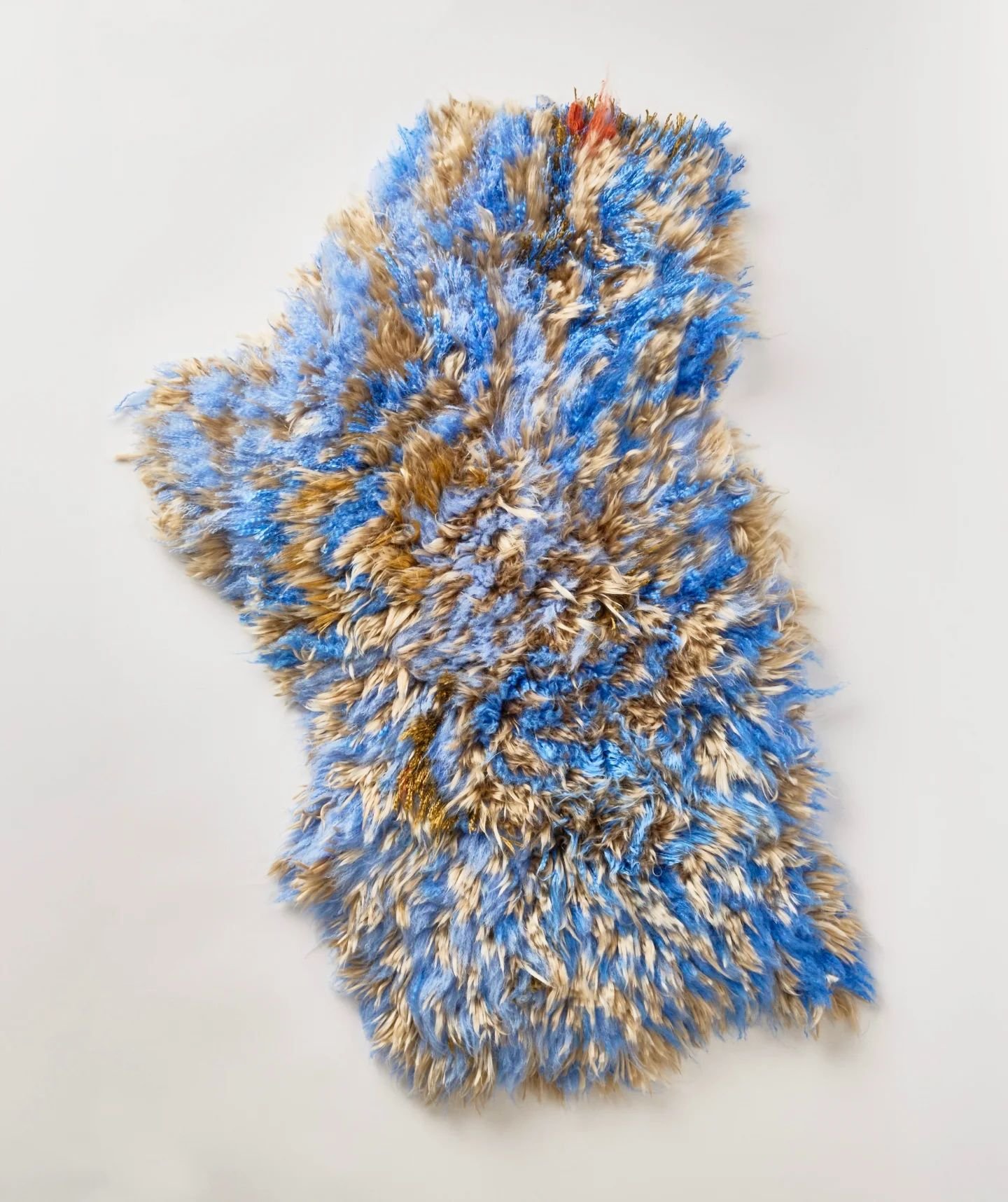 Hide for a Lamb, 2024
Leather, silk, wool, linen, cotton, acrylic

The tale of the wolf in sheep&rsquo;s clothing tells us to distrust appearances; that a being&rsquo;s true nature will always be betrayed by their behaviour. Hide for a Lamb celebrate