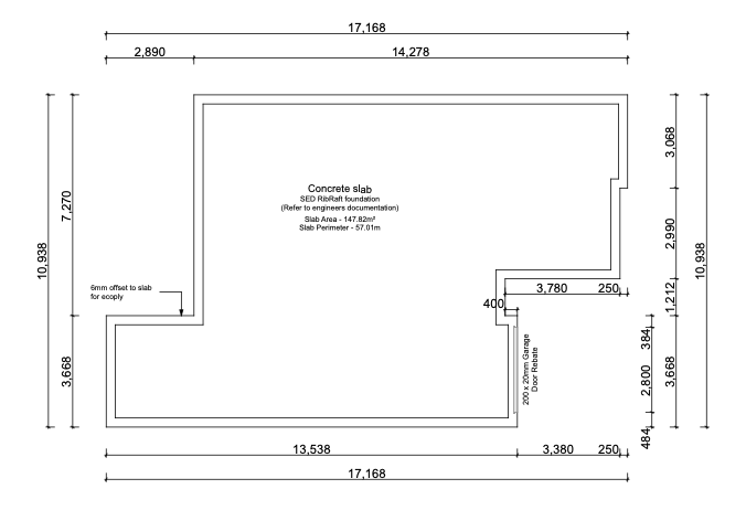 Foundation plan for 3 bed home on Silverstream road