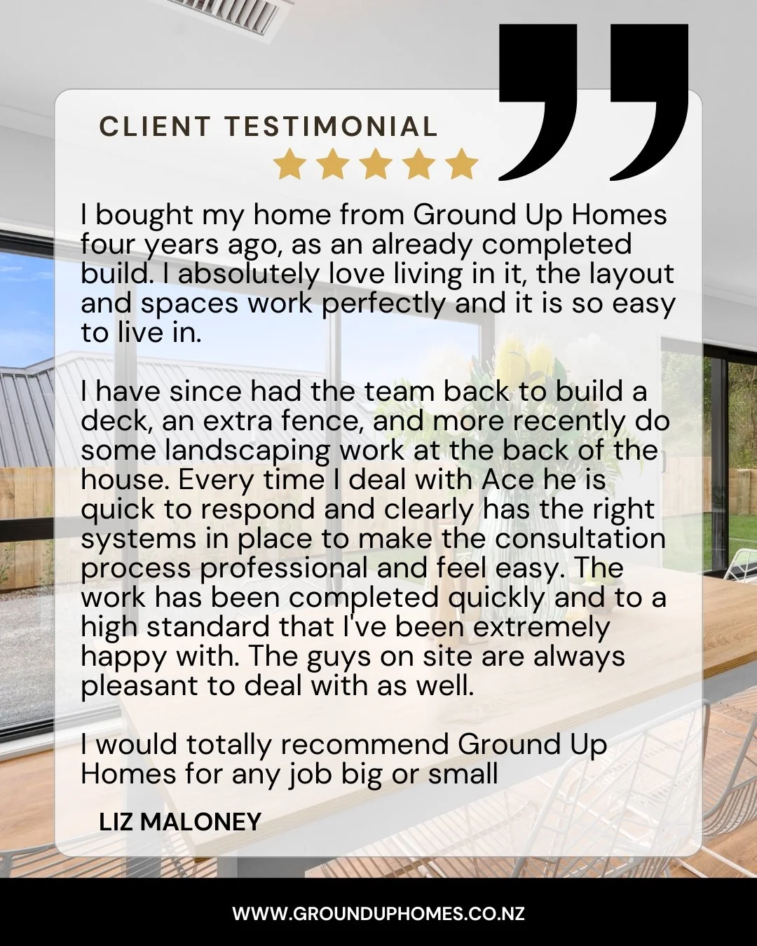 There&rsquo;s no better compliment than being trusted to build again - it means we&rsquo;re doing something right! 👷&zwj;♂️🏡💛

#GroundUpHomes #RepeatClients #DreamHomeBuilders #WellingtonBuilders #DesignAndBuild #Testimonial #HomeSweetHome #Buildi