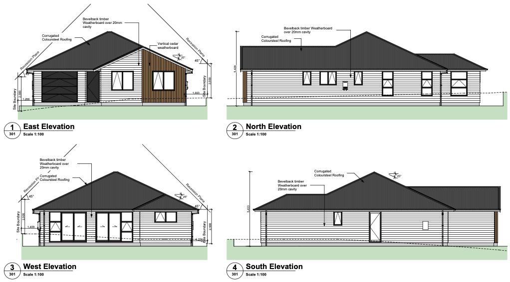 Elevation plans for 3 bed home on silverstream road