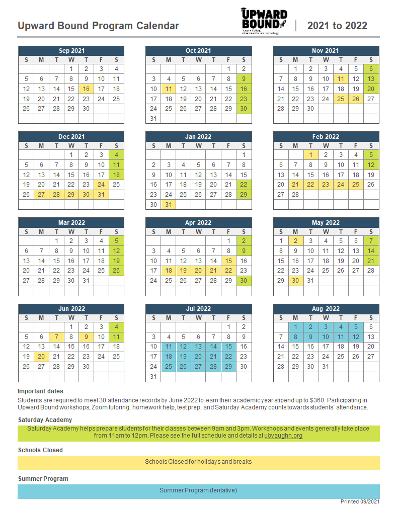 Ub Spring 2022 Calendar Calendar & Workshops — Upward Bound Program