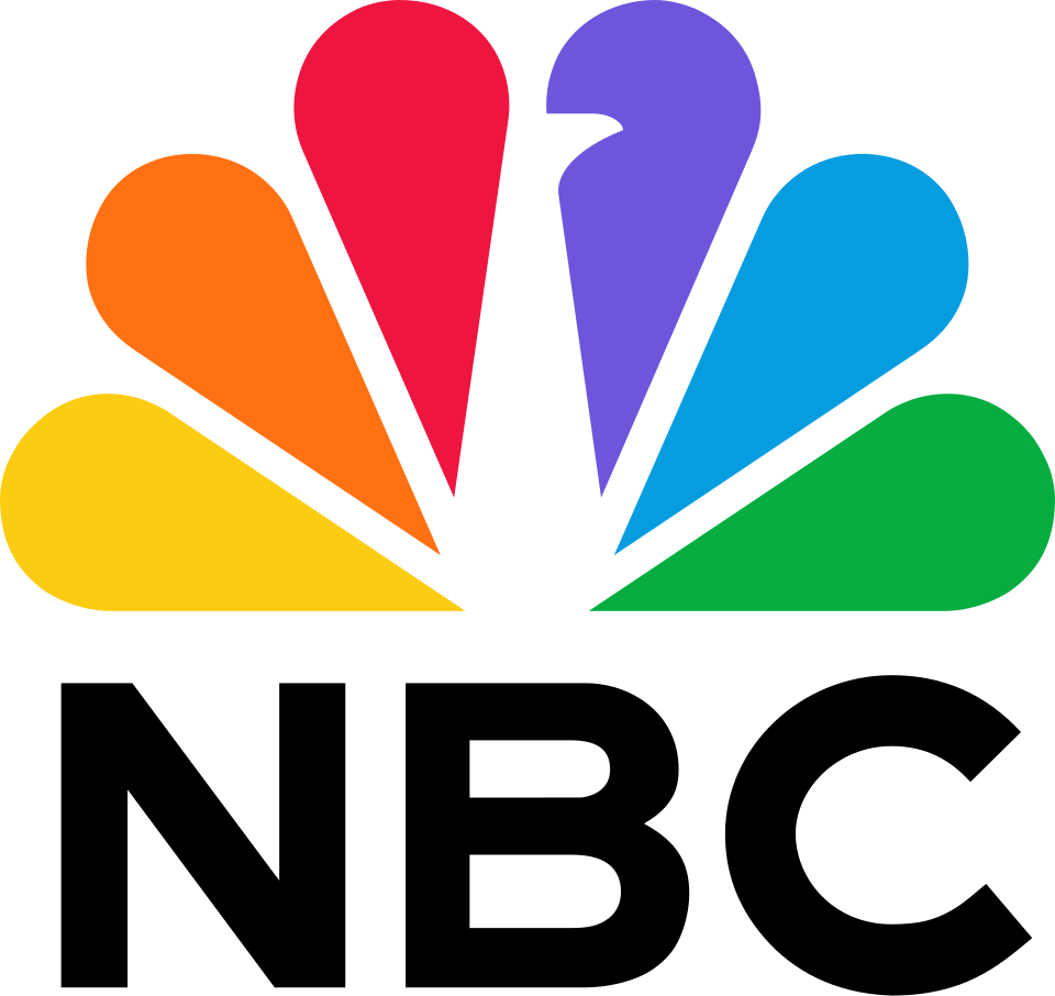 Colorful, pixelated logo resembling a multicolored 'NBC' peacock with large, bold black text underneath.