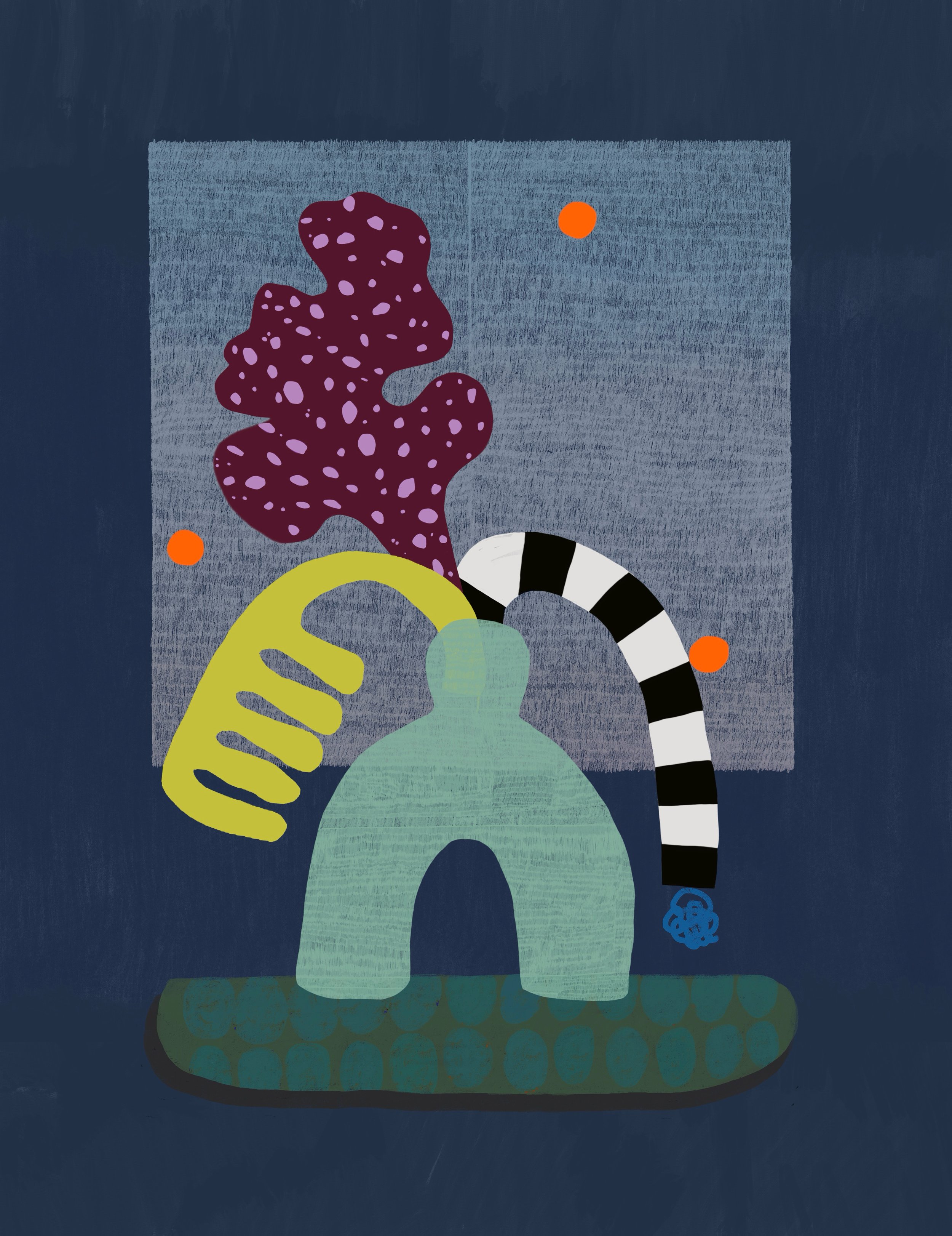 Contemporary digital flora study by Melbourne artist Jess Lowther (Hoffy), focusing on playful abstraction, hand-drawn line work, and vibrant color palettes.